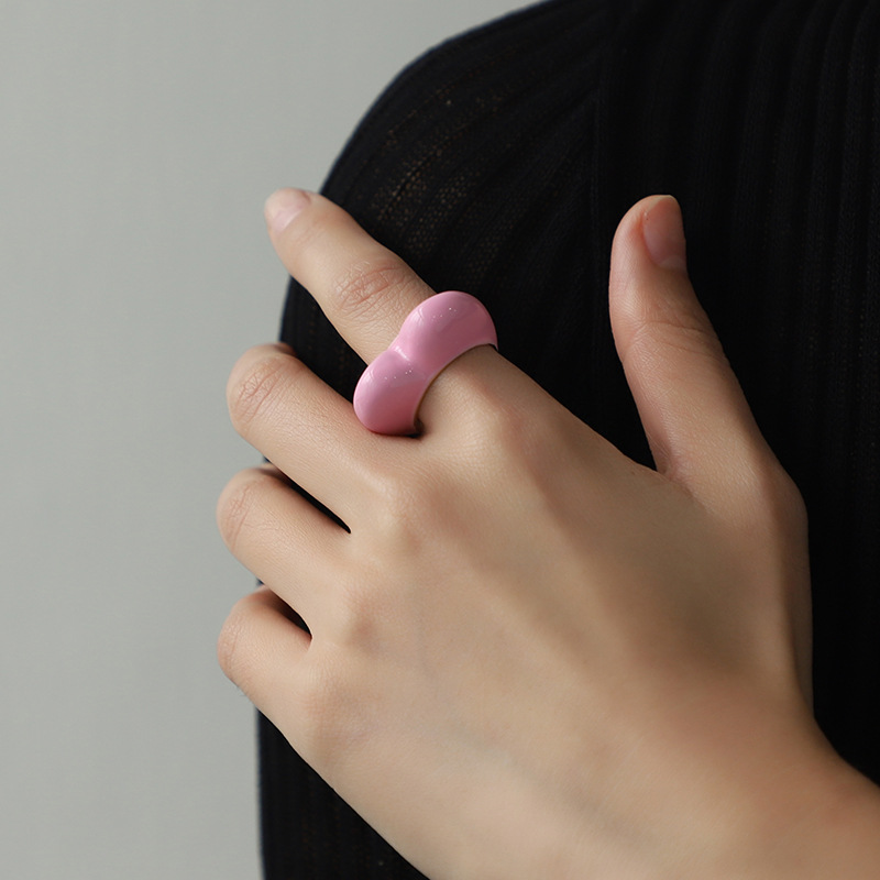 Kenjie Valentine's Day heart-shaped enamel ring original design colorful three-dimensional enamel ring