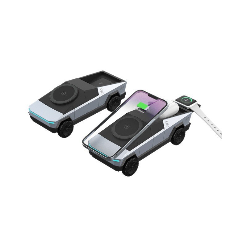 New Cybertruck Car Phone Watch Headphone Desktop Multi-Functional Three-in-One Wireless Charger