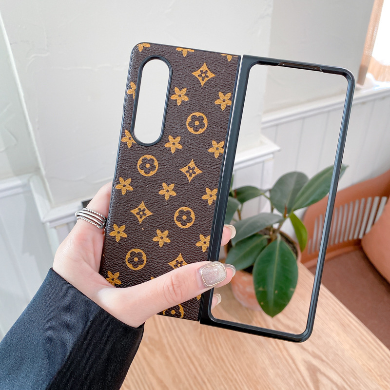 Applicable Samsung Z Fold 3 phone case Z Flip 3 protective case fabric pattern W21 leather case full wrap folding screen Flod case