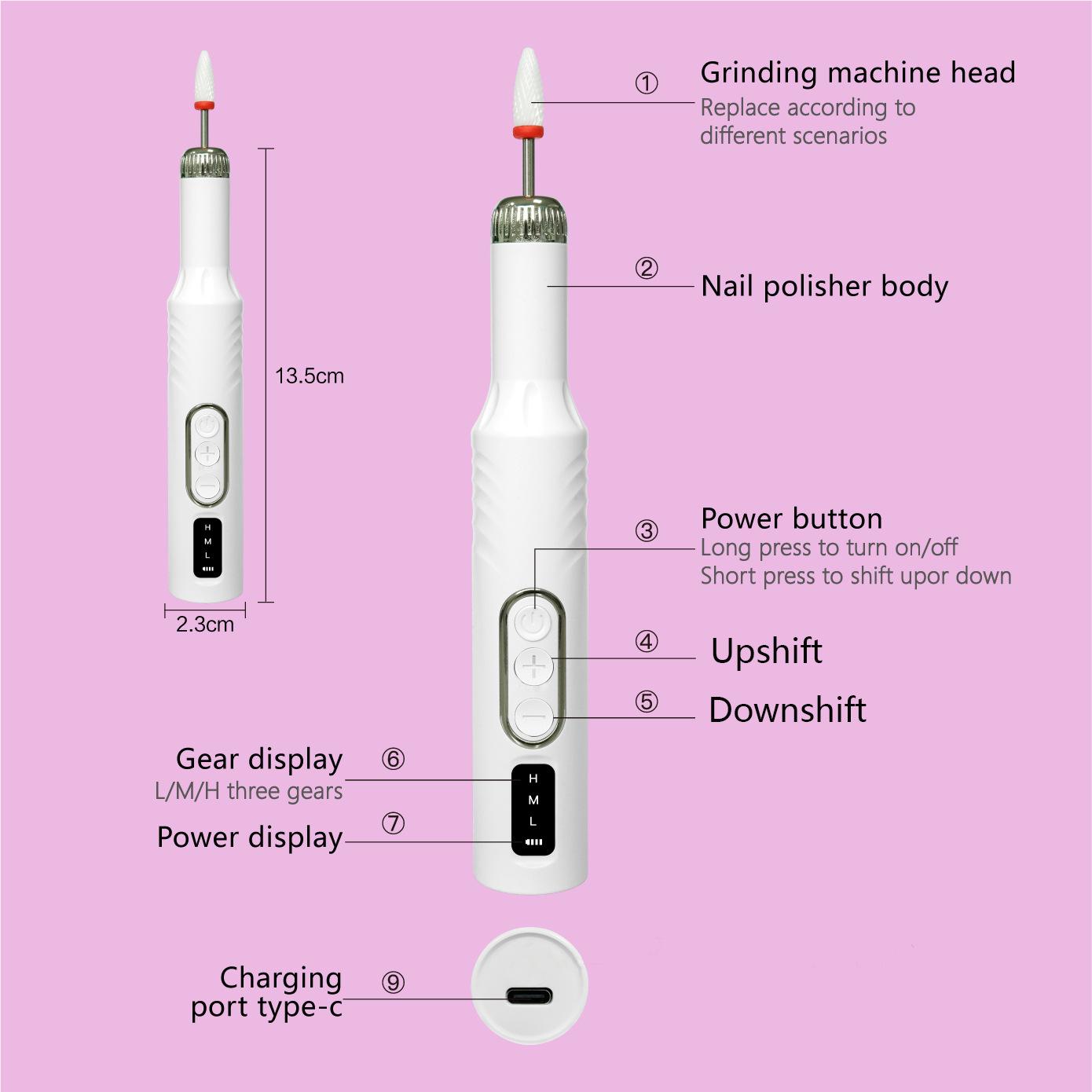 Nail polishing machine nail removal nail repair nail polishing pen small polishing nail file nail repair