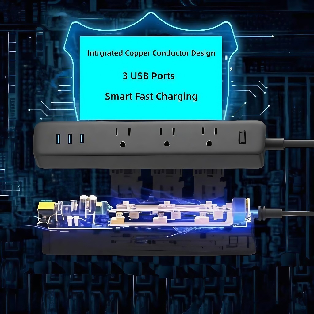 Dedicated black mobile phone USB fast charging extension cord US standard US standard Taiwan Mexico multi-position charging power strip