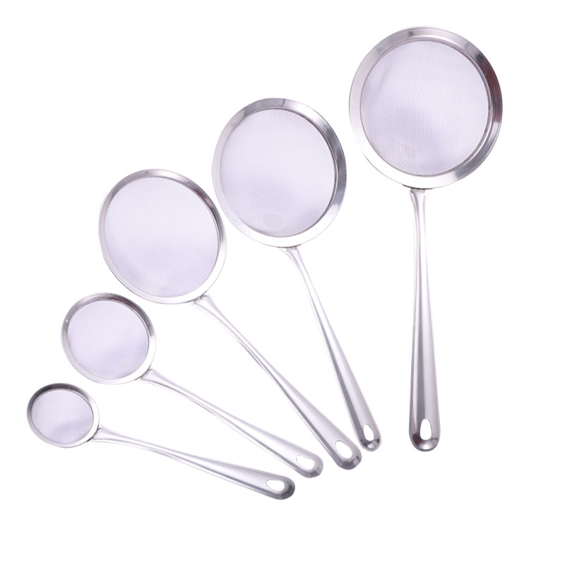 Stainless steel mesh strainer skimmer hot pot spoon household flour sieve soy milk filter net foam skimmer oil spoon kitchen frying spoon