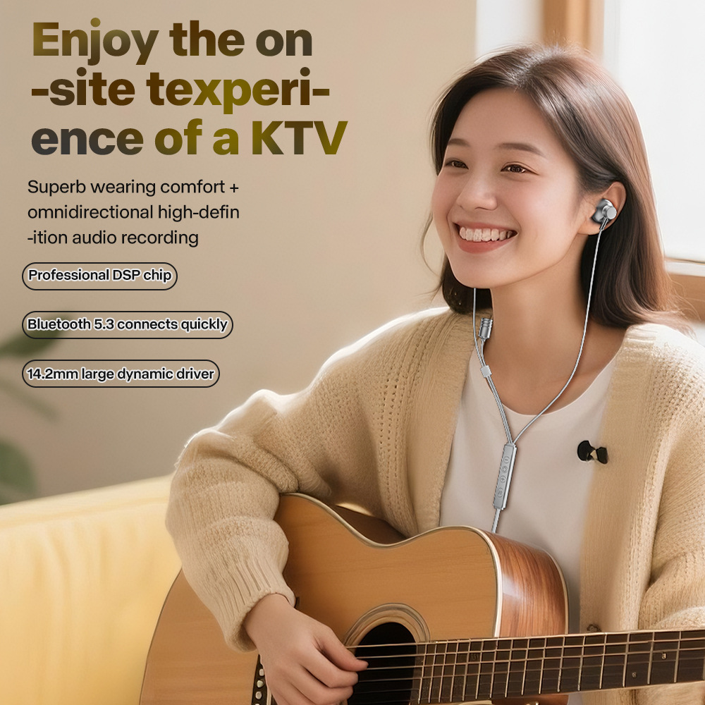 New K Song Sound Card Earphone Type-C Digital In-Ear Monitor Adjustable Live Streaming Earbuds Microphone