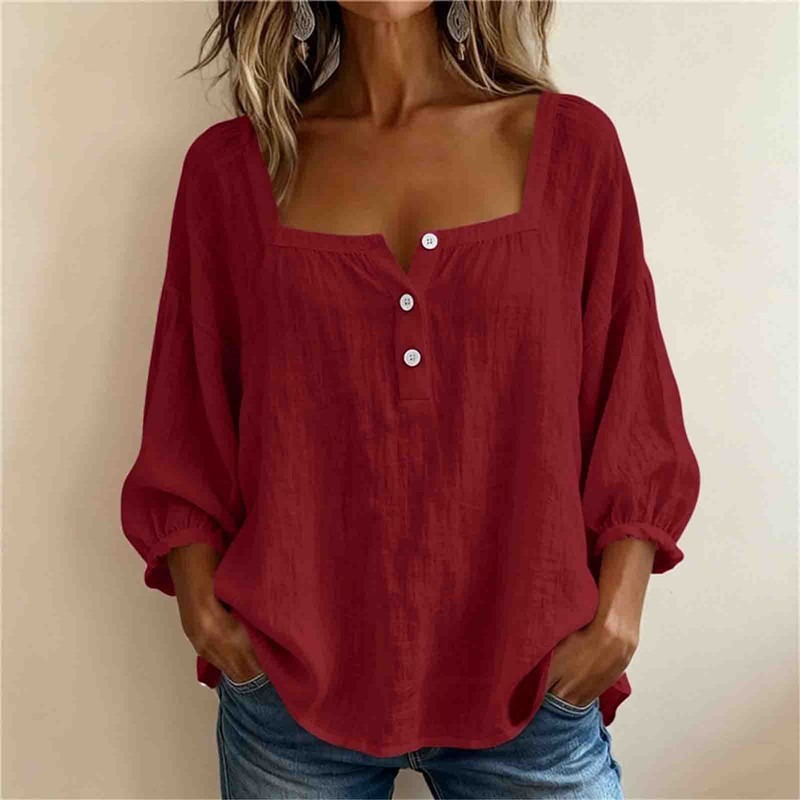 2026 Independent Station Summer Women's Unique Solid Color Print Long Sleeve Shirt
