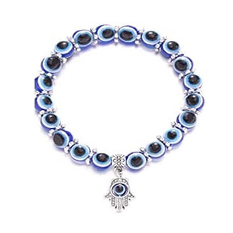 Resin Round Bead Evil Eye Beaded Bracelet Hand of Fatima Pendant Bracelet