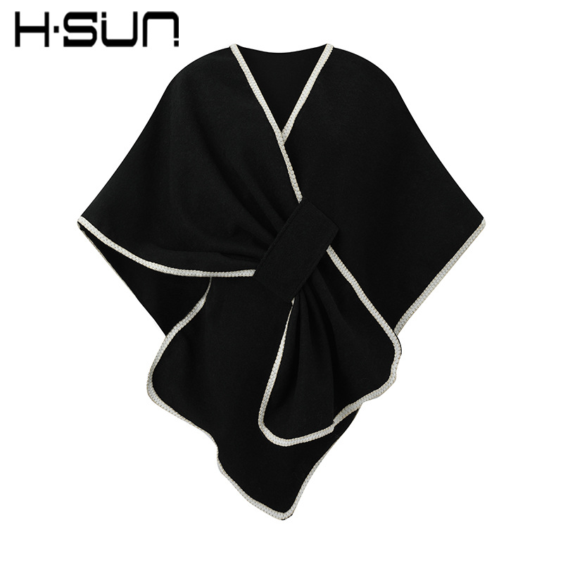 Street New Women's Knit Cardigan Cape Poncho Cheongsam Mid-Length