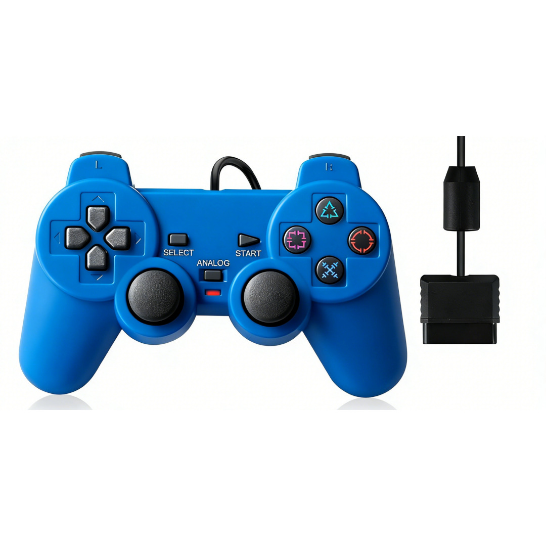 PS Wired Game Controller P2 Dual Vibration Controller Transparent Color Solid Color Dual Motor