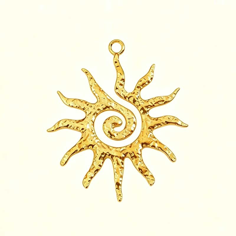 Spiral Sun Pendant Necklace for Women Gold Hollow Pendant Simple Choker