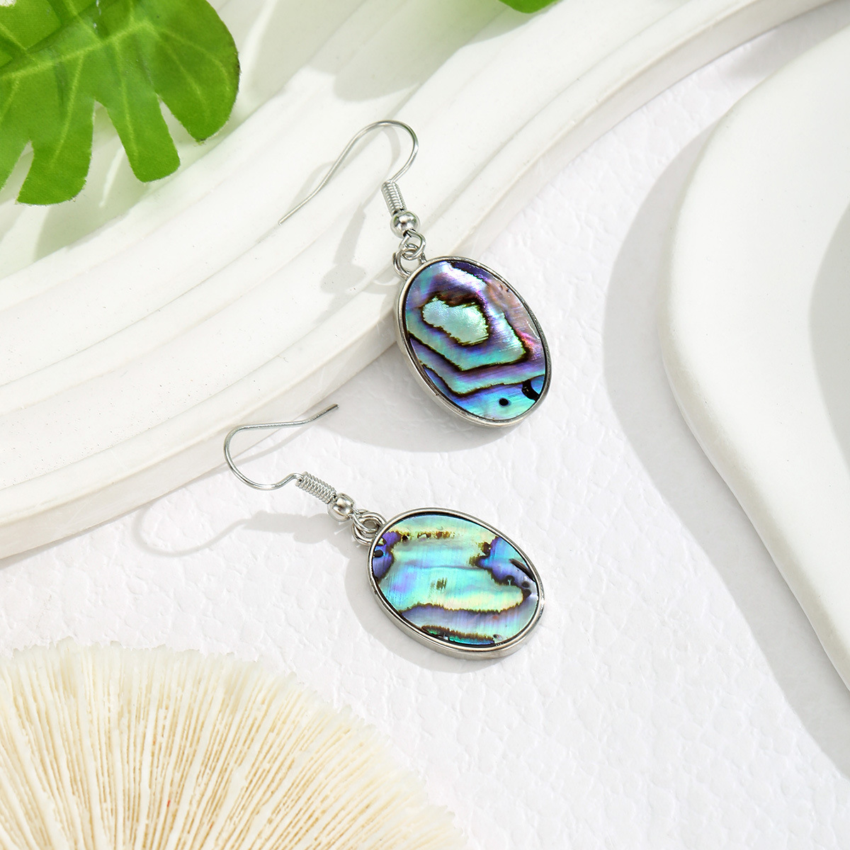 Geometric Natural Texture Abalone Shell Earrings Drop Earrings Accessories for Women