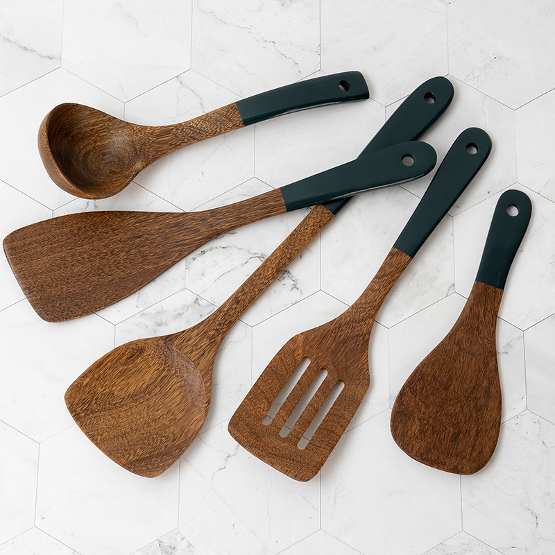 Natural Wood Long Handle Wooden Spatula Non-stick Pan Special Wooden Spatula Kitchen Tool Set Pan Factory Special Accessories