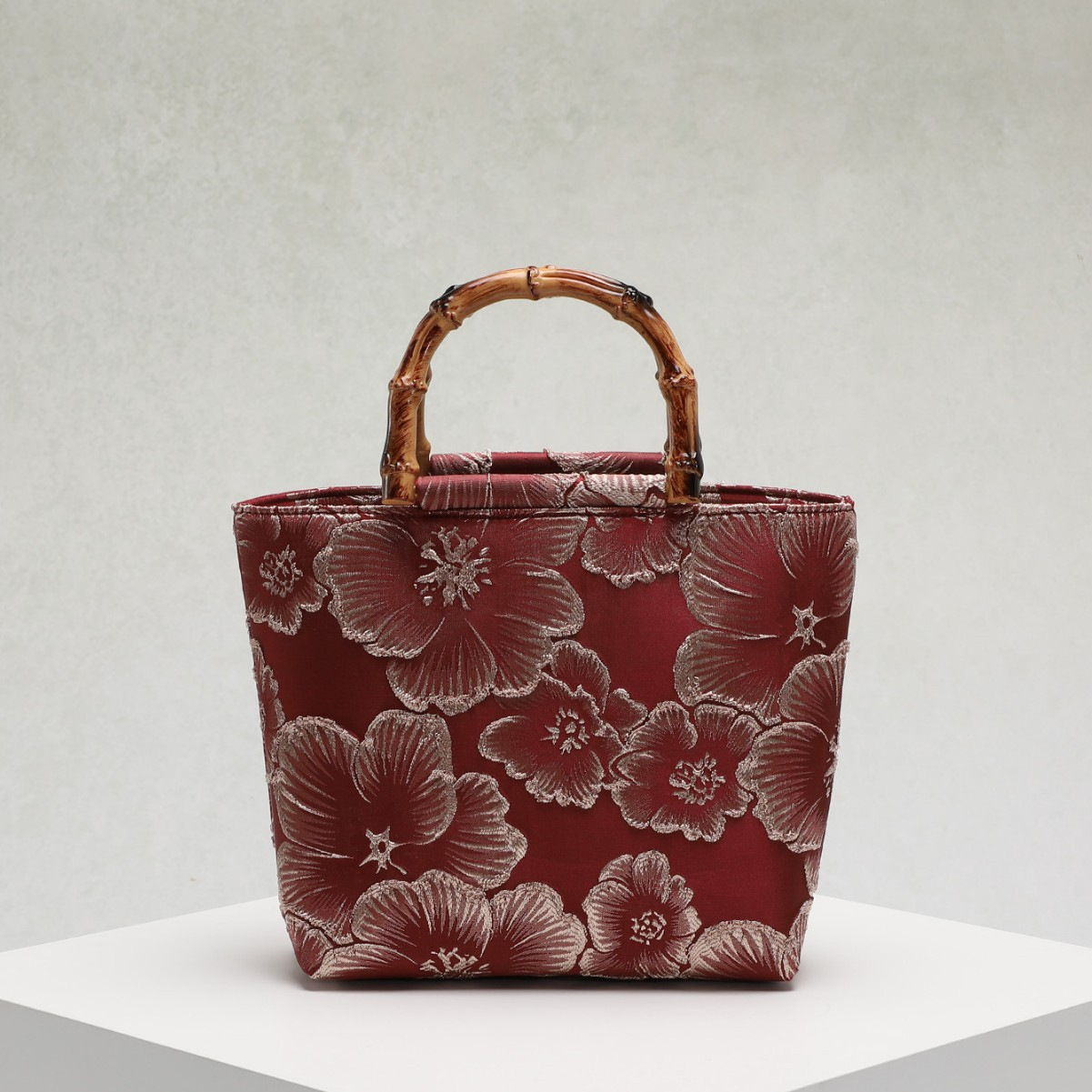 Linen Bamboo Knot Handle Bag 2025 New Chinese Style Women's Flower Large Capacity Handbag