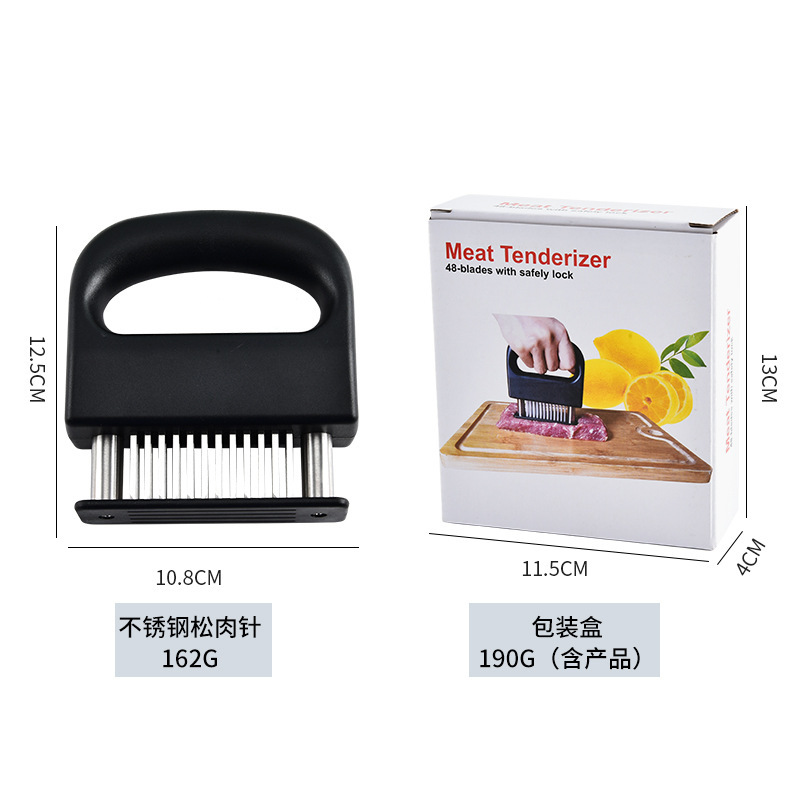 Household Stainless Steel Meat Tenderizer 48 Teeth Meat Tenderizing Needle Steak Tendon Breaker Beef Pounder BBQ Meat Tenderizer