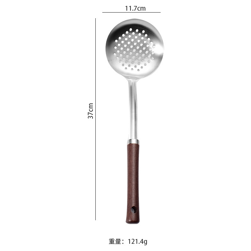 304 spatula set stainless steel solid wood wok spatula thickened anti-scald spatula soup spoon kitchen home wok spatula soup spoon