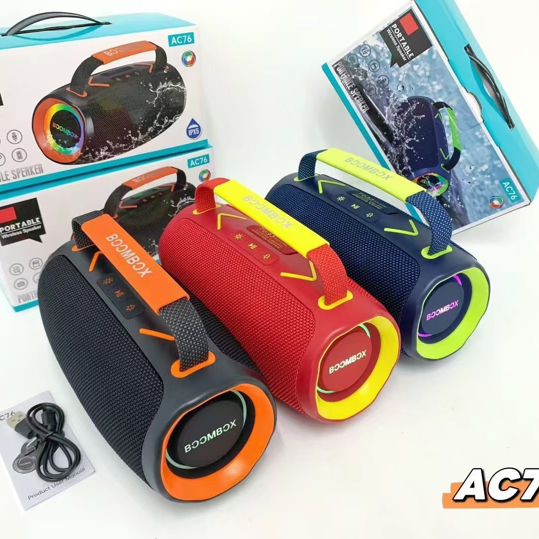 New product AC76 dual speaker portable Bluetooth speaker outdoor 30W high-power subwoofer portable RGB light audio