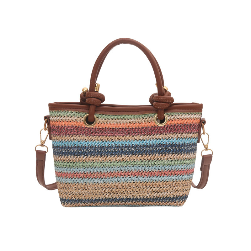 Fashionable Bag Women 2026 New Bohemian Style Single Shoulder Crossbody Bag Rainbow Strip Handbag