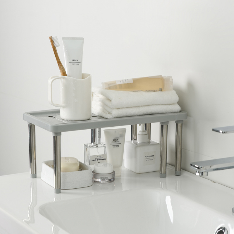 Expandable Shelf, Kitchen Drying Rack, Condiment Bottle Storage Rack, Cabinet Organizer Rack, Double-Layer Countertop Storage Rack