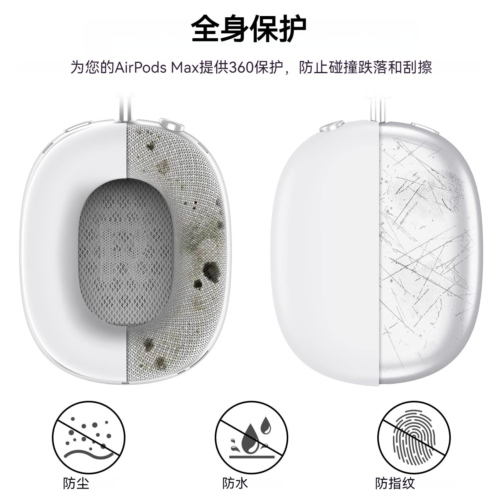 Suitable for Apple AirPods Max Headphone Case TPU Headphone Shell Over-Ear Headphone Protective Cover Silicone Protective Cover