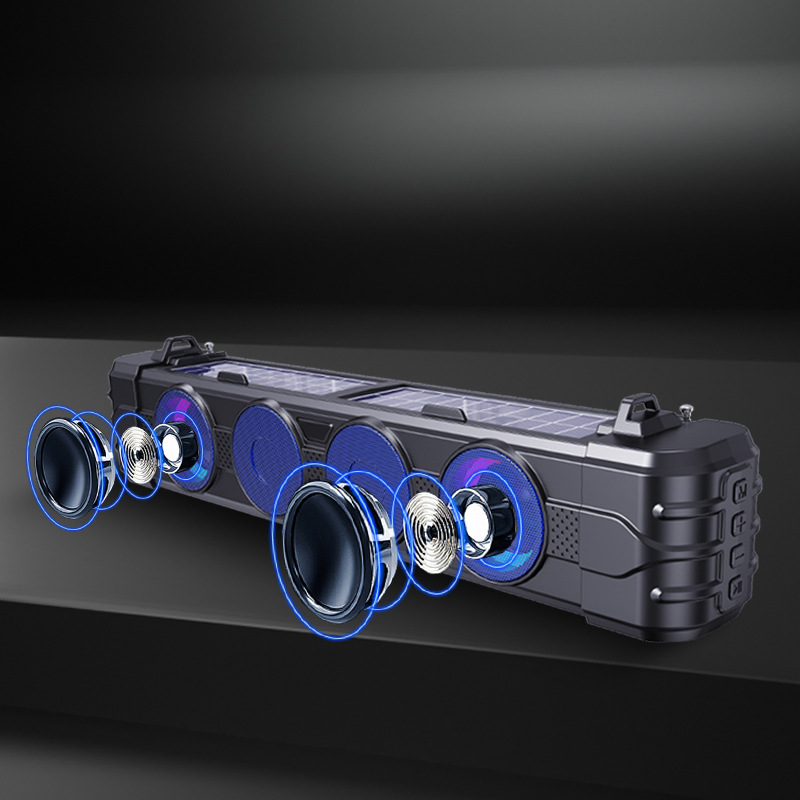 Soundbar Bluetooth Speaker Strip with Color Lights Desktop Outdoor Solar Bluetooth Speaker Subwoofer