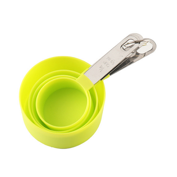 Stainless steel measuring cup and spoon set, plastic stainless steel handle measuring spoon 8-piece set with刻度 baking tool