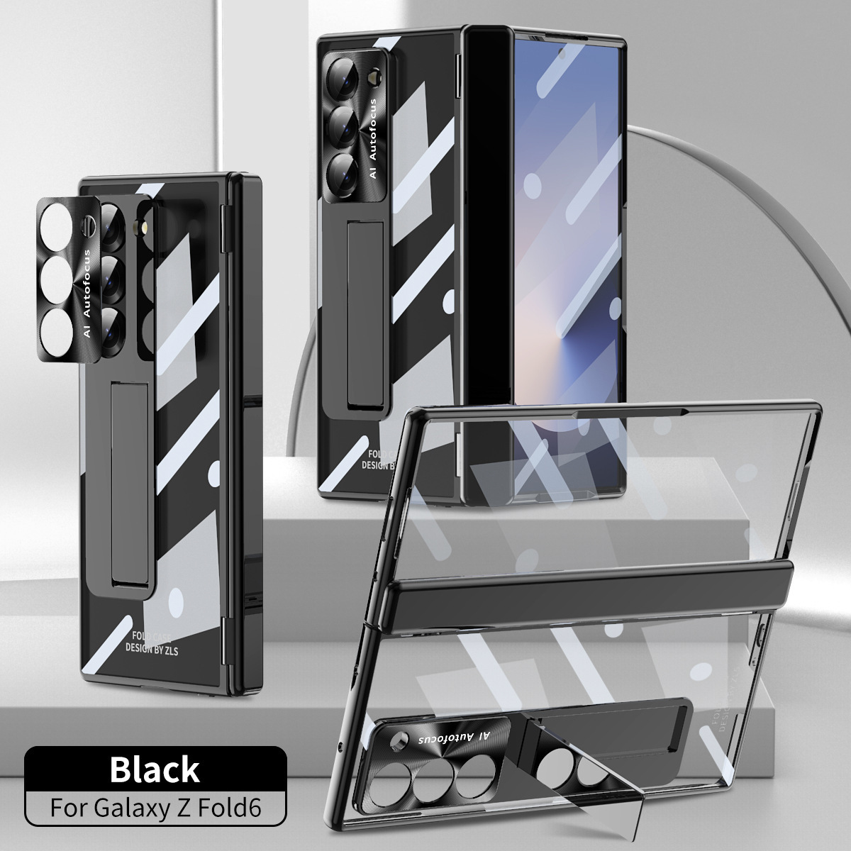 For Samsung Z Fold7/6 Phone Case Dual Hinge Pen Slot with Pen Electroplated Transparent Case Film Full Coverage Protective Case