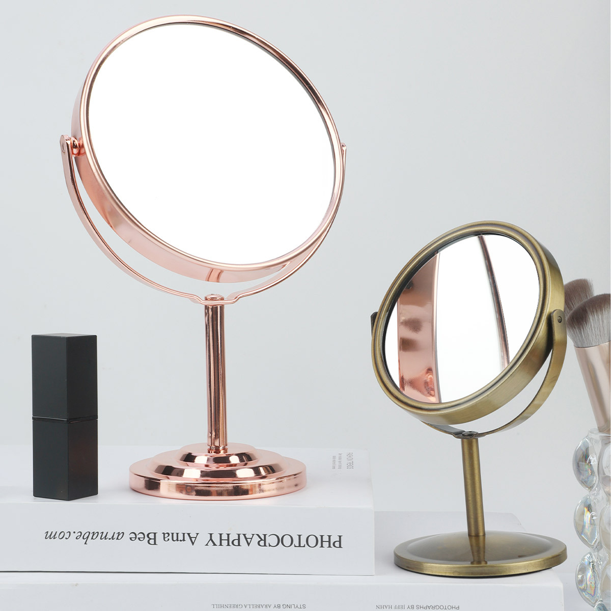 New 3/4/5/6 Inch Double-Sided Desktop Makeup Mirror Magnifying Rotating Mirror High Definition Desktop Dressing Table Mirror