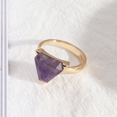 Design Development Accessories Natural Amethyst, Lapis Lazuli Inlaid Exquisite Open Ring