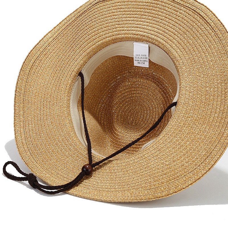Spring/Summer New Outdoor Hat with Moldable Brim, Wide Brim Sun Hat for Men and Women, Western Cowboy Style Straw Hat Bucket Hat