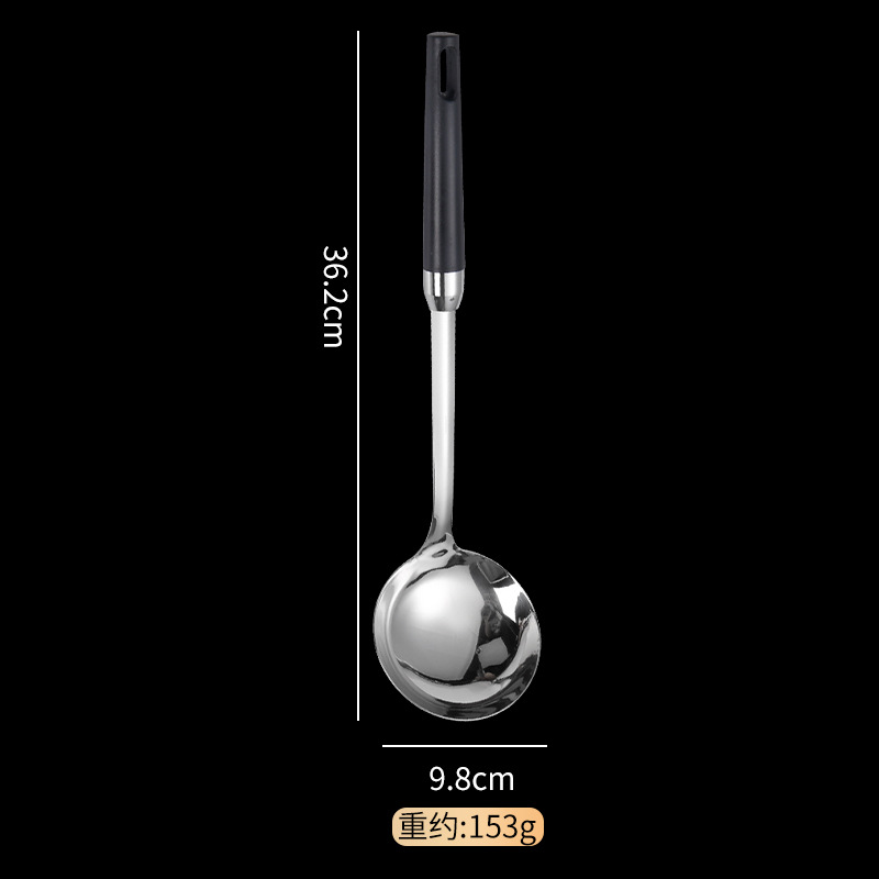 Thickened stainless steel spatula imitation wood grain soup spoon frying spatula household kitchen long handle cooking spatula kitchen utensil