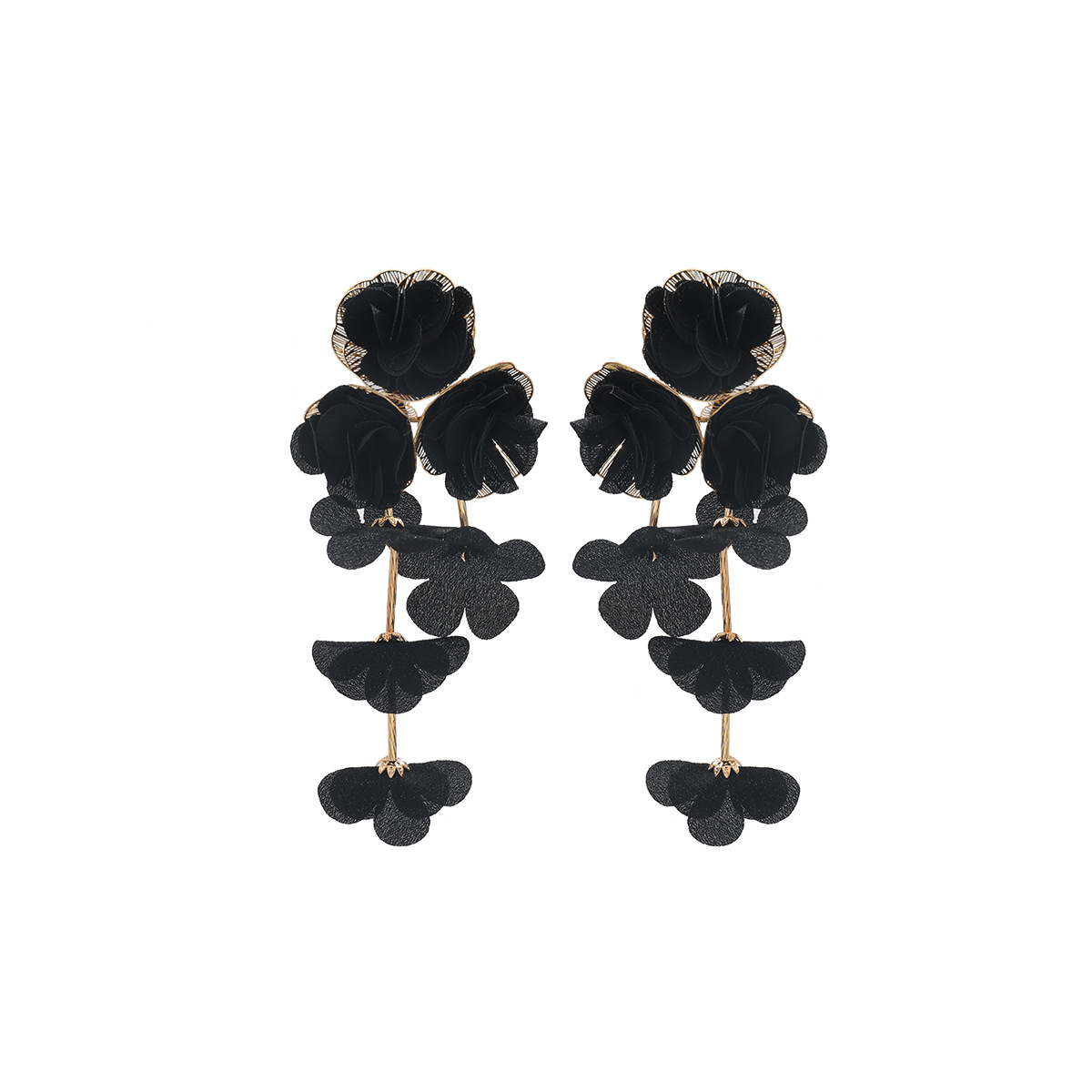 Chiffon flower multi-layer earrings summer beach vacation style drop earrings exaggerated ear accessories niche