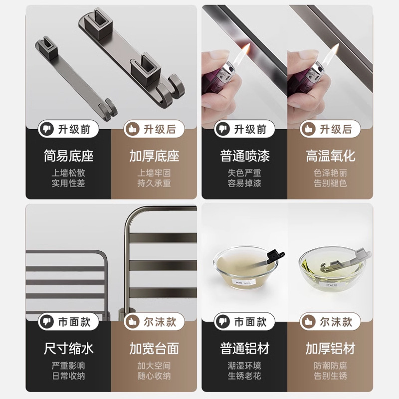 Gun gray towel rack no-drill bathroom five-piece set storage rack space aluminum toilet bathroom bath towel rack