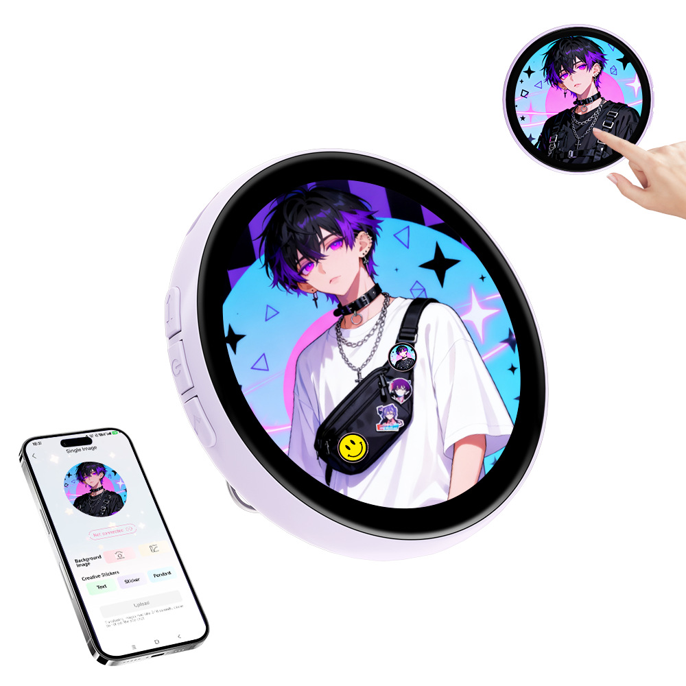 Anime Electronic Badge Bluetooth Touch Screen Version 2D Peripheral DIY Dynamic Badge Star Wearing Pendant Gift