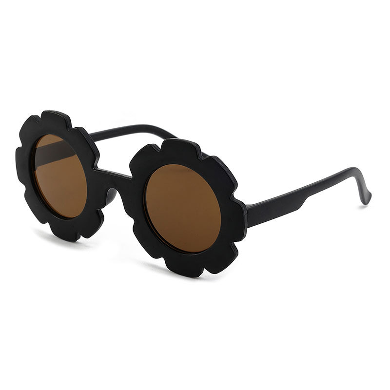 New children's sunglasses, cute sunflower round frame frosted frame children's glasses, sun protection, children's sunglasses