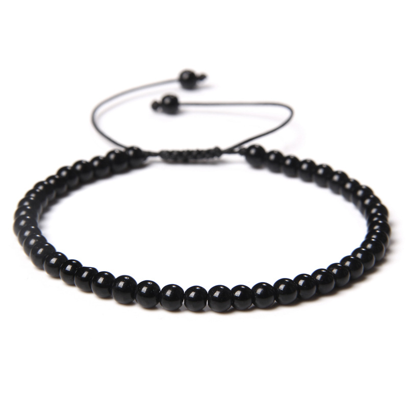 4mm stone bead handmade woven bracelet simple adjustable drawstring women's bracelet