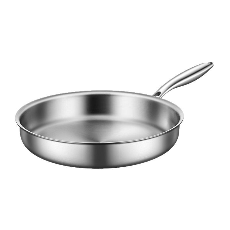 Uncoated stainless steel frying pan steak pan non-stick pan egg pan German gift pan titanium pan
