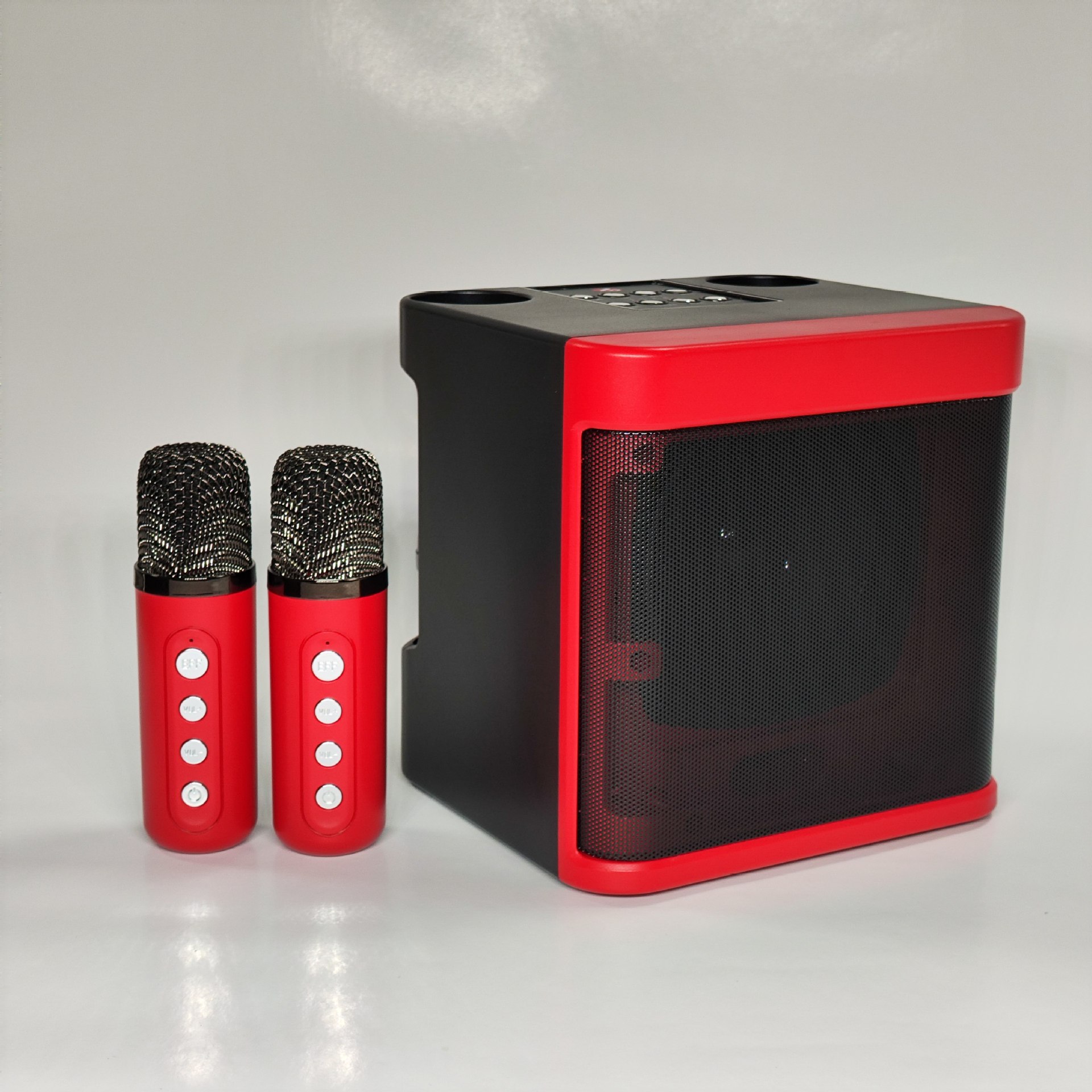 YS203 wireless KTV speaker high power 10w dual microphone KTV all-in-one portable Bluetooth speaker