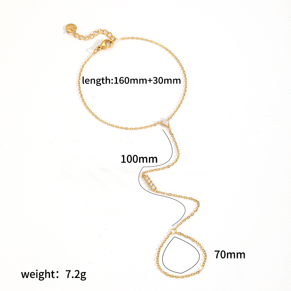 Stainless steel chain bracelet women's connected finger chain hand jewelry