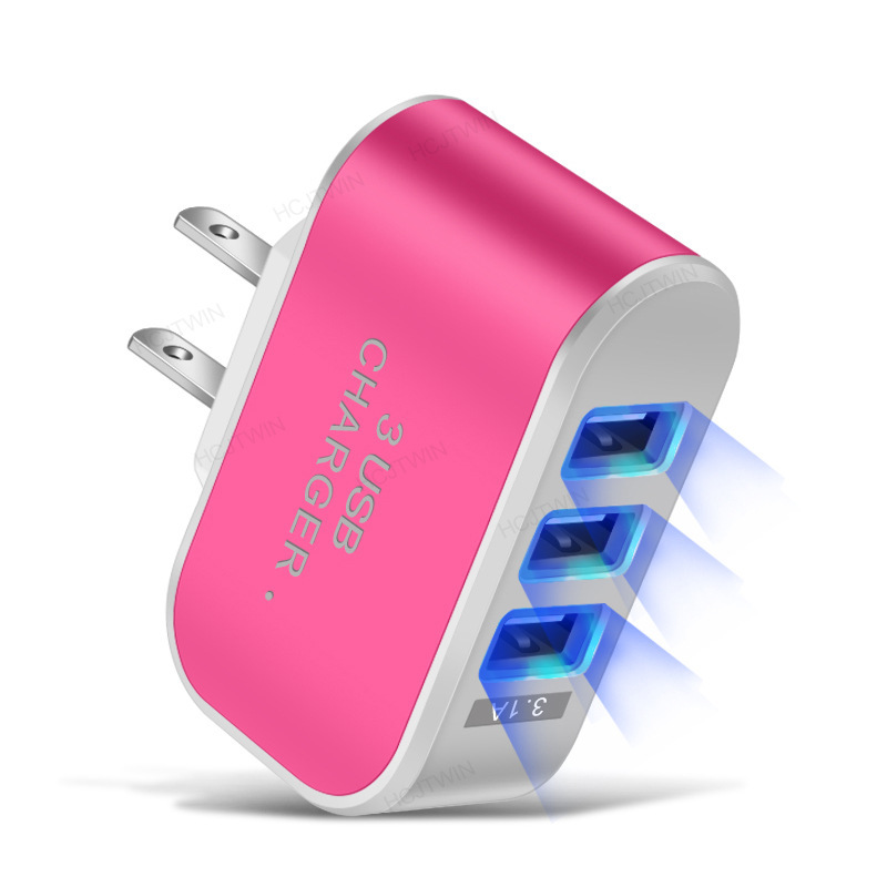 3USB Candy Charger LED Glowing Phone Charger Smart Multi-Port USB Travel Charger