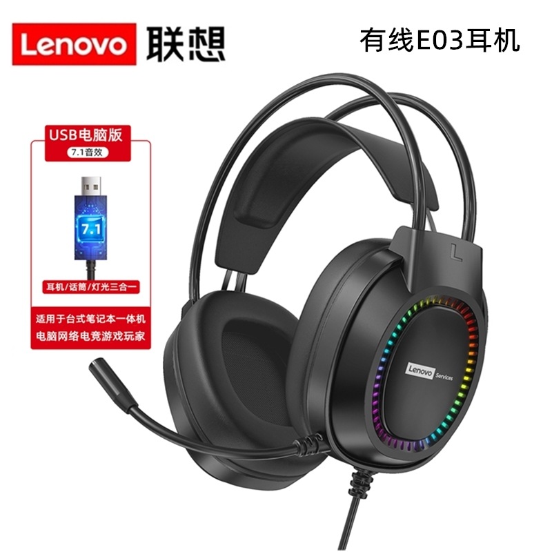 Lenovo/ThinkPad E03 Computer Headset USB Wired Headband Desktop Notebook E-sports Home 7.1 Earmuffs