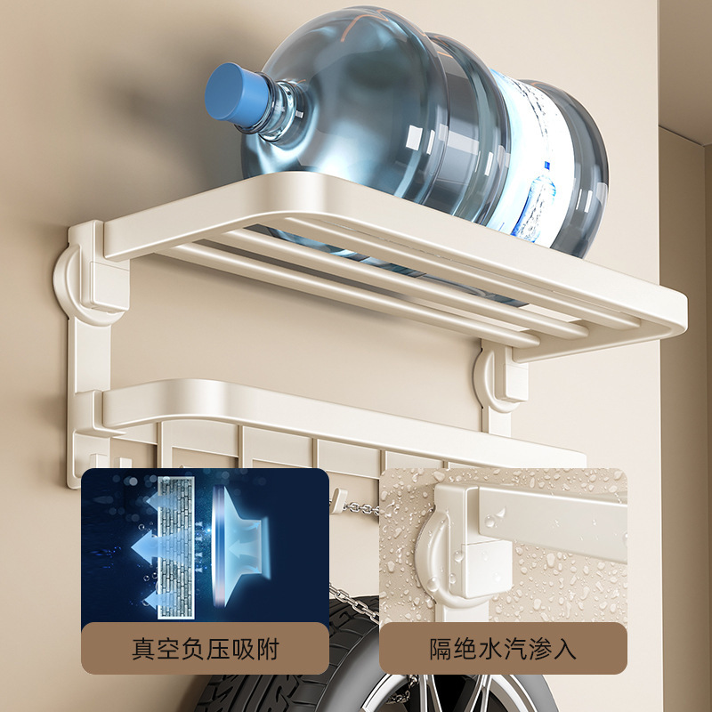 Cream style suction cup towel rack no-drill bathroom bath towel storage rack toilet towel hanging rod set