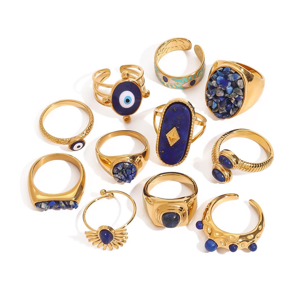 Jieding titanium steel natural stone ring niche hand jewelry stacking stainless steel accessories