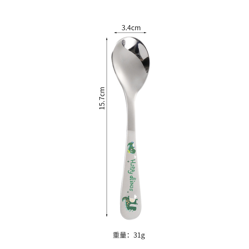 304 stainless steel children's spoon fork animal cartoon car cute baby food learning spoon