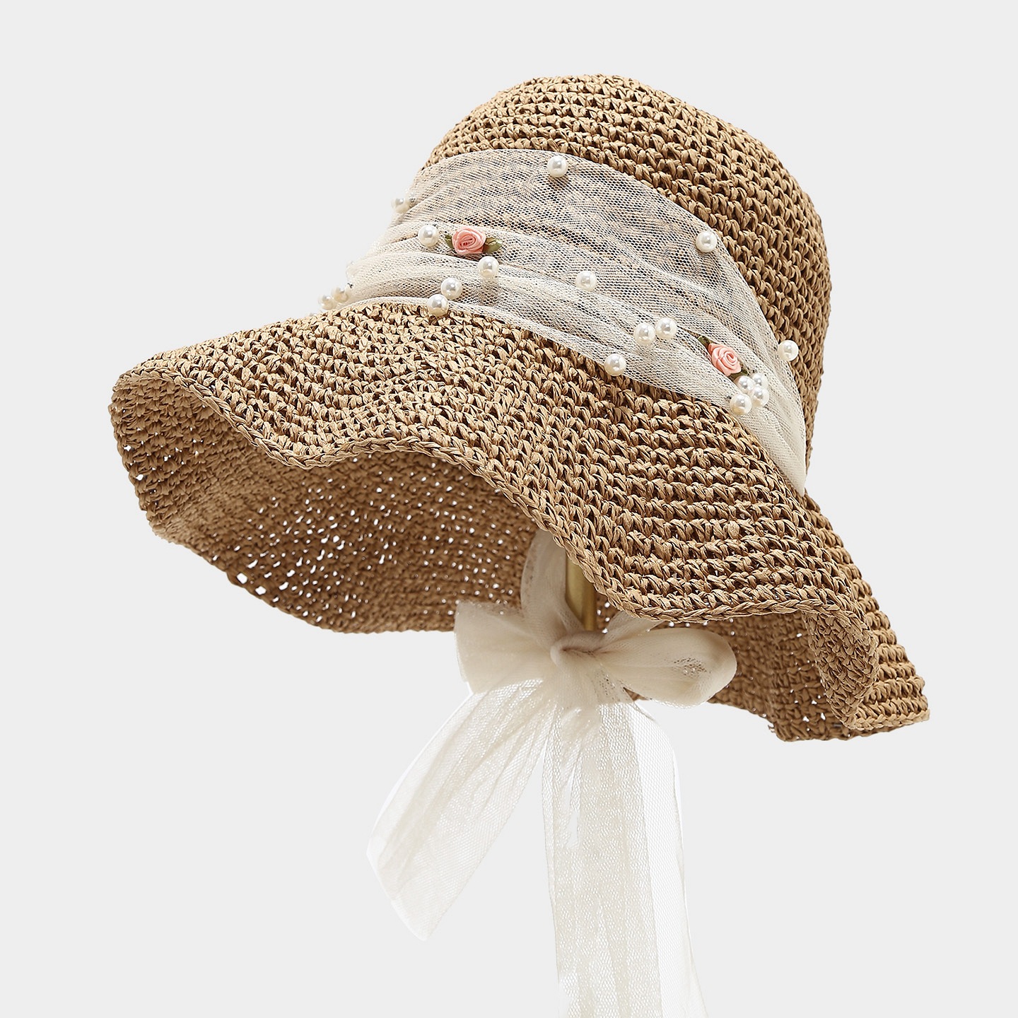 Crochet Straw Hat, Summer Hollow Sun Hat, Breathable and Non-Stuffy, Vacation Style Wide Brim Woven Straw Hat for Women, Beach Hat