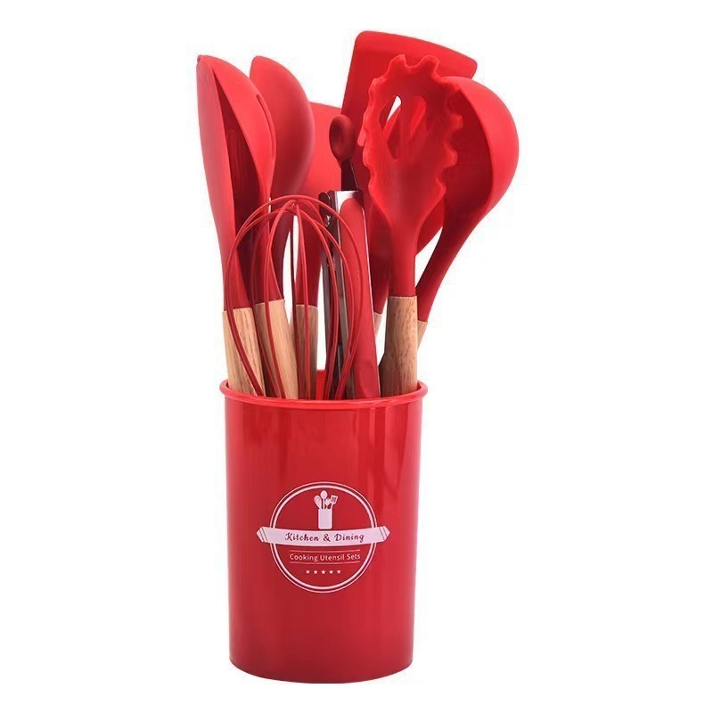 Silicone kitchenware 12-piece set, non-stick pan silicone spatula, household silicone spatula, soup spoon, daily kitchen set