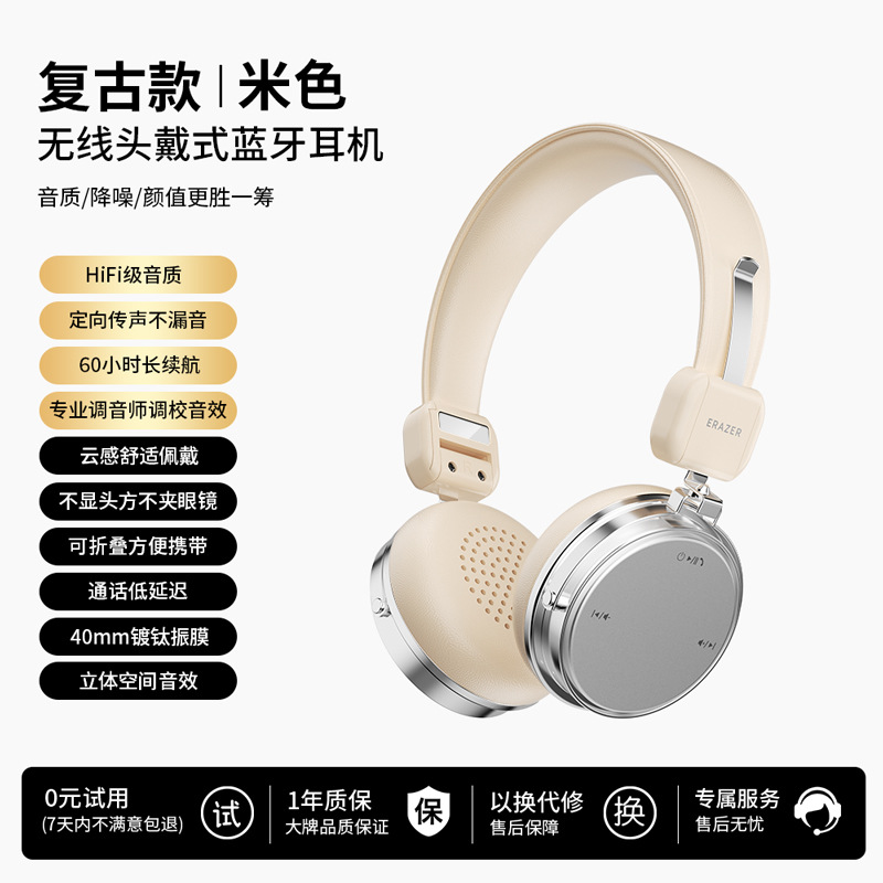 EZCO Over-Ear Bluetooth Headphones Upgraded HIFI Sound ENC Call Smart Noise Canceling Comfortable R1