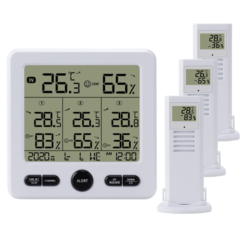 One-to-Three High Precision Color Alarm Multifunctional Electronic Digital Indoor Outdoor Thermometer Hygrometer