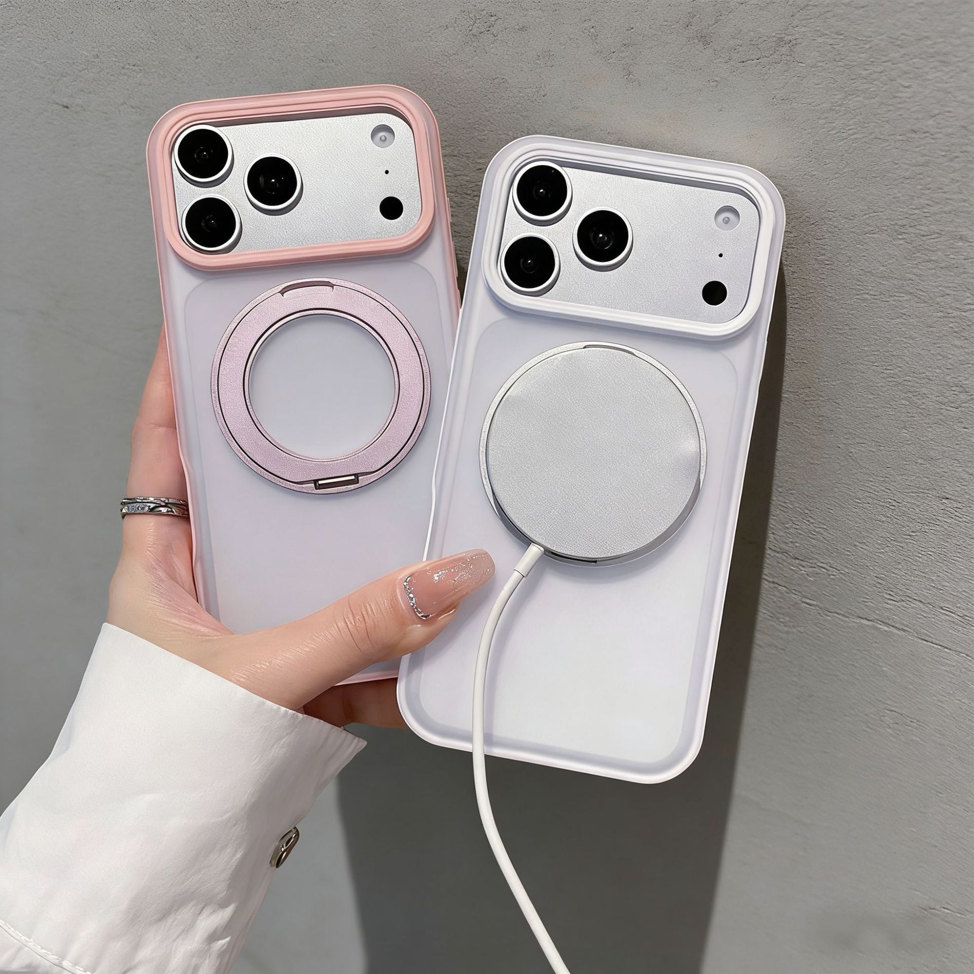 Applicable iPhone 17 Pro Max fulcrum case Apple 16 matte frosted 360 rotating bracket magnetic phone case