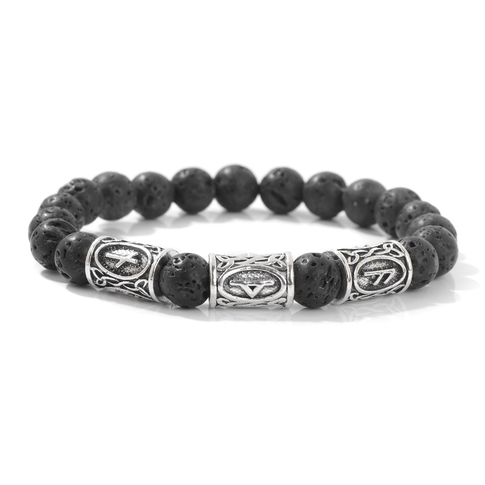 New rune symbol Norway bracelet for men tiger eye stone turquoise elastic rope unisex bracelet