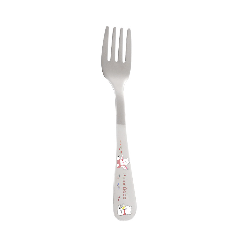 304 stainless steel children's spoon fork animal cartoon car cute baby food learning spoon