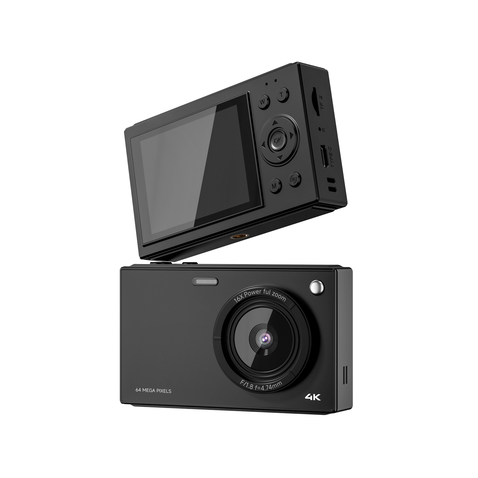64MP CCD Camera 4K Video HD Card Camera 16x Zoom 20+ Filters 2.8 Inch