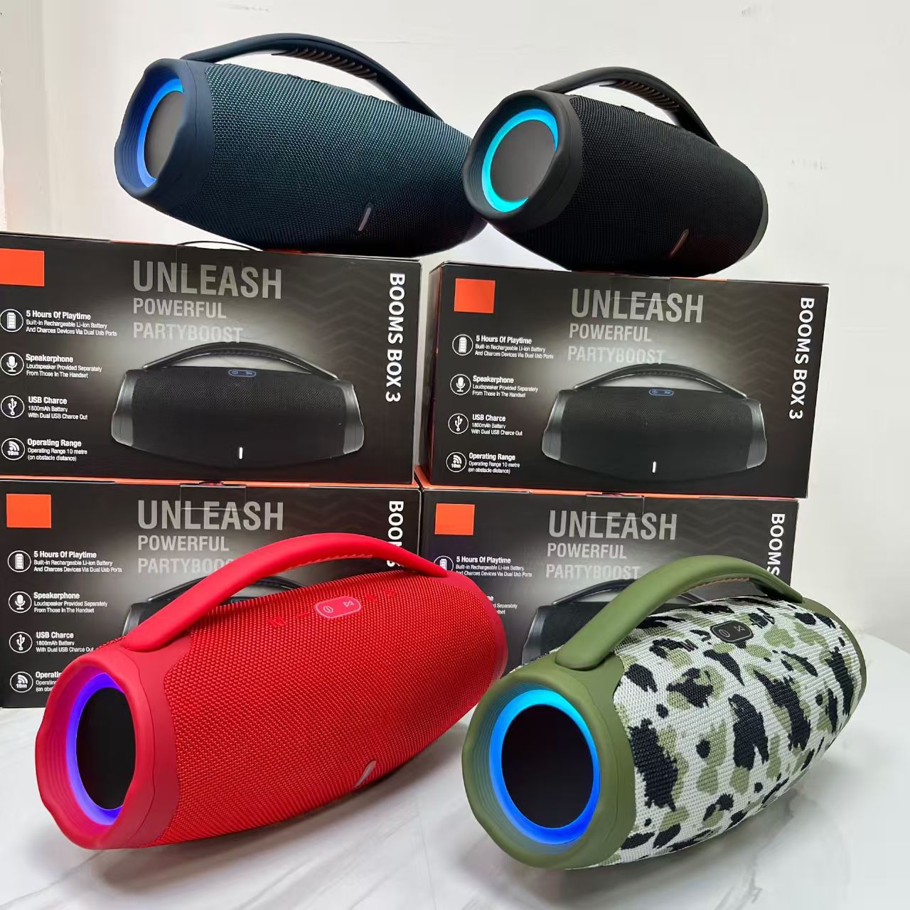 LED Big War God 3 Wireless Bluetooth Speaker Outdoor Camping Sports Bluetooth Speaker Portable Big War Drum 3rd Gen Speaker